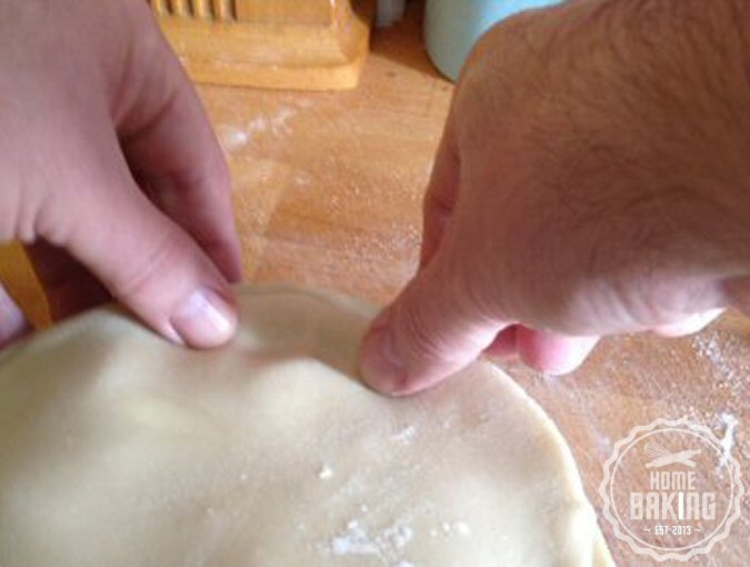 pinch the pastry lid down to the pastry pie dish lining