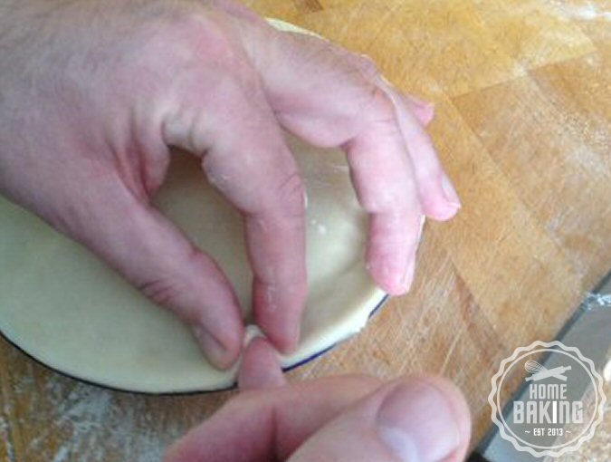 crimping the pastry using your little finger